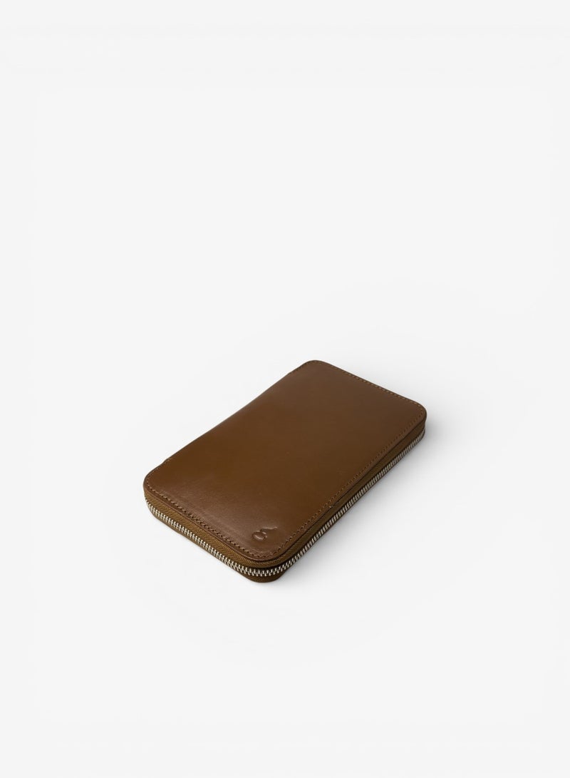 Emery Leather Travel Folio Wallet, Compact Zip Organizer for Passport, Cards & Documents (Brown) - Image 2